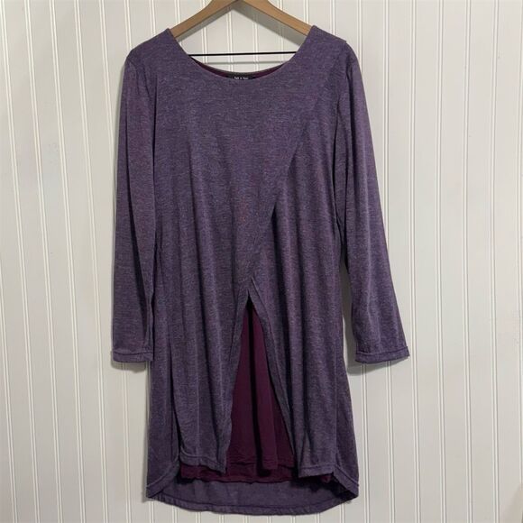 Yak n Yeti Tops - Yak n Yeti Tunic Top XL Purple Viscose Stretch‎ Layered Back Split Boho Longline